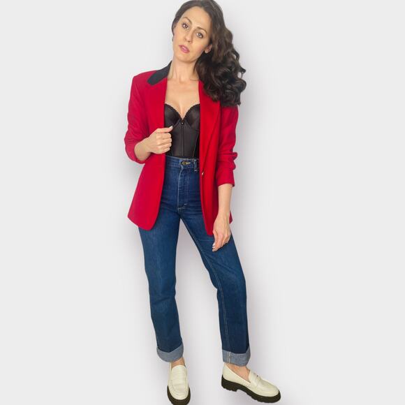 90s Sag Harbor Wool Blazer‎ with Black Collar - Picture 3 of 7